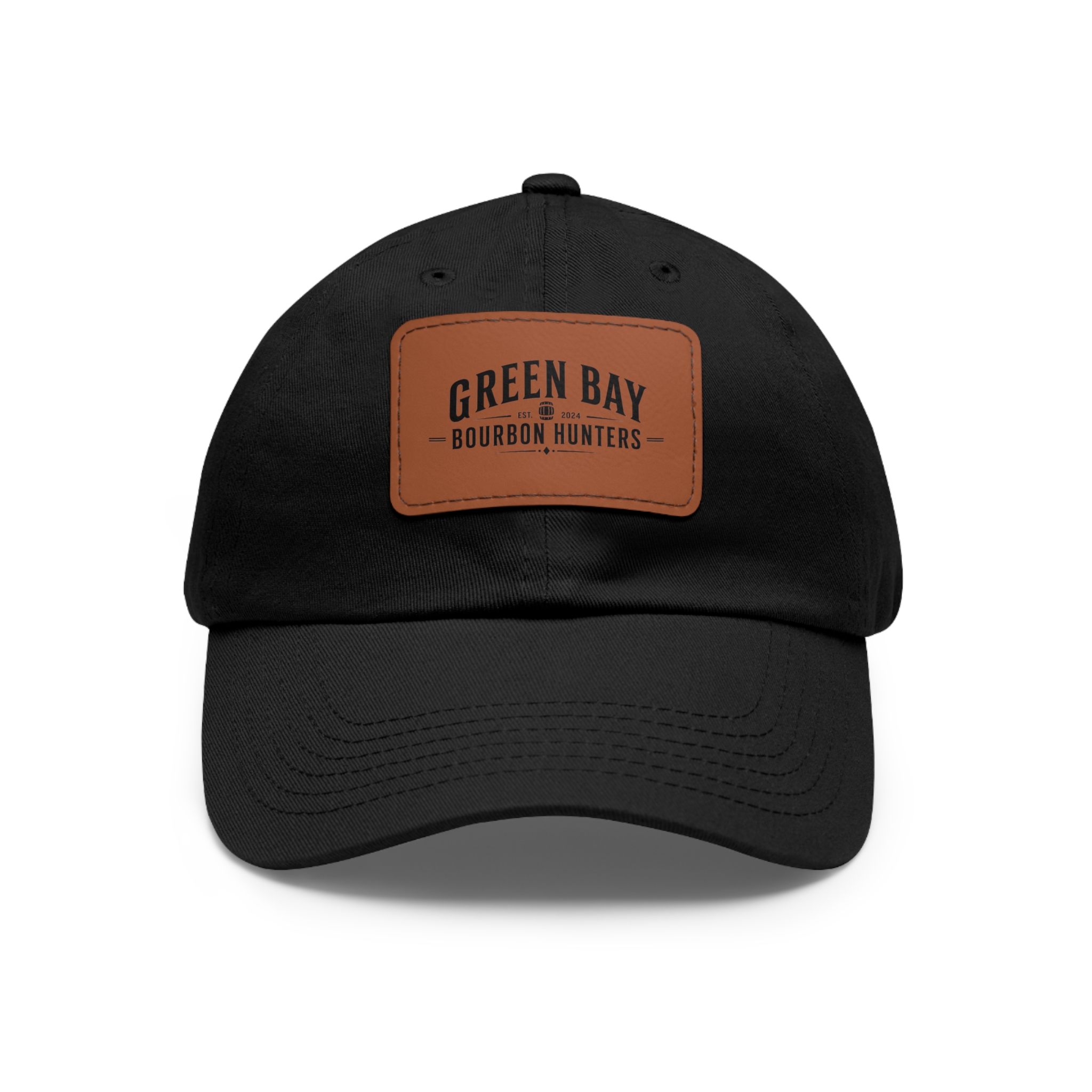 Green Bay Bourbon Hunters Leather Patch Dad Hat