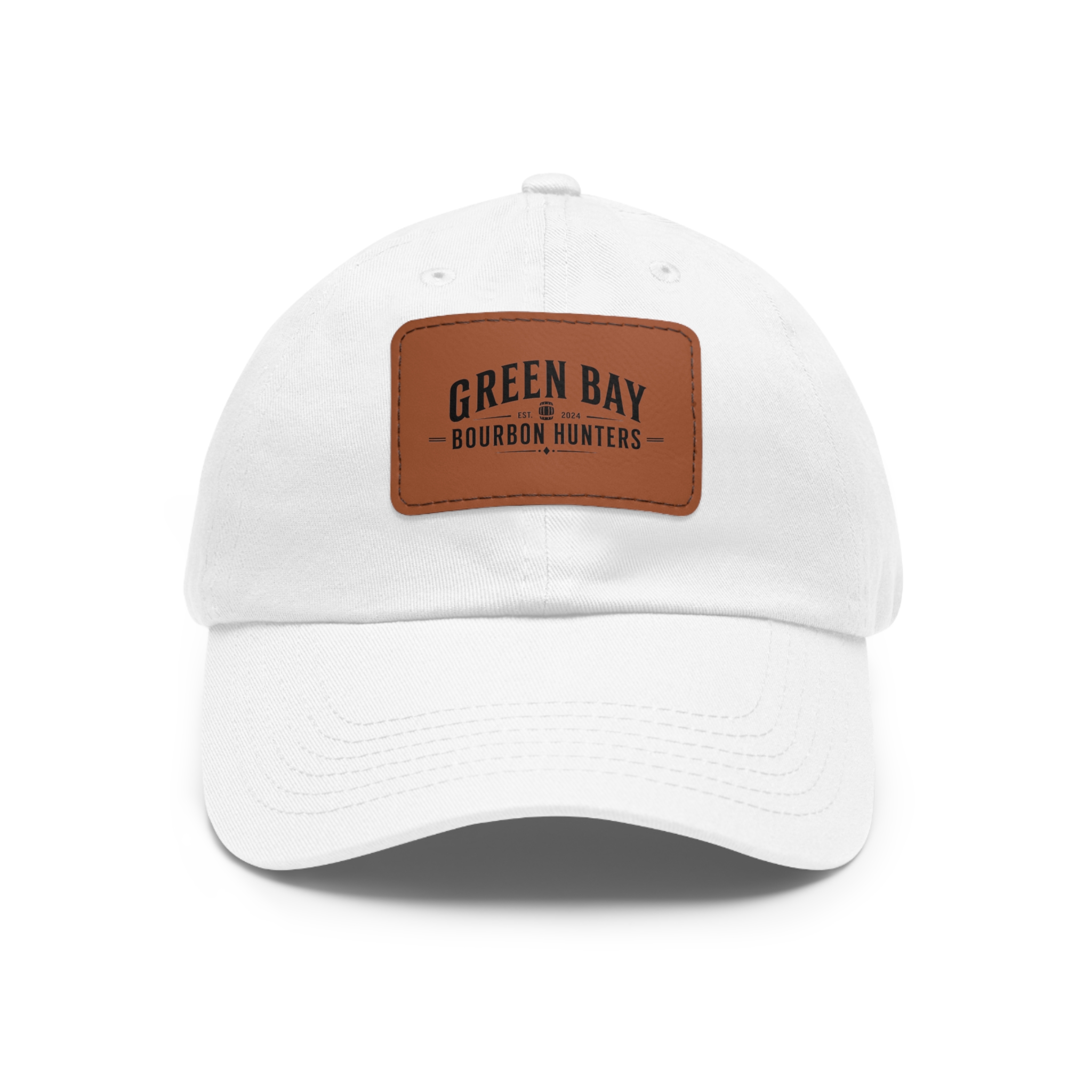 Green Bay Bourbon Hunters Leather Patch Dad Hat - Image 2